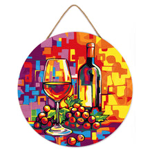 Load image into Gallery viewer, Paint by numbers on Wood Slice - Wine and Grapes