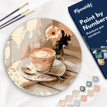 Load image into Gallery viewer, Paint by numbers on Wood Slice - Morning Coffee Figured'Art UK