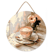 Load image into Gallery viewer, Paint by numbers on Wood Slice - Morning Coffee