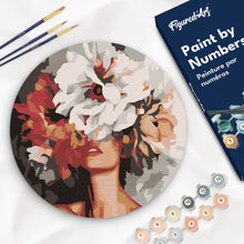 Load image into Gallery viewer, Paint by numbers on Wood Slice - Beauty Behind Flowers Figured&#39;Art UK