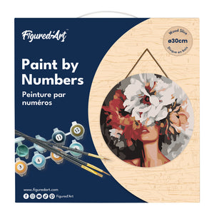 Paint by numbers on Wood Slice - Beauty Behind Flowers