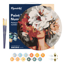 Load image into Gallery viewer, Paint by numbers on Wood Slice - Beauty Behind Flowers