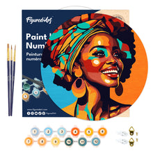 Load image into Gallery viewer, Paint by numbers on Wood Slice - African Queen Pop Art