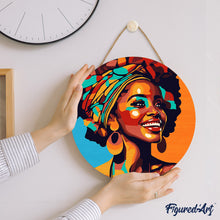 Load image into Gallery viewer, Paint by numbers on Wood Slice - African Queen Pop Art