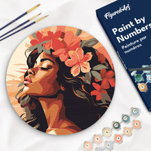 Load image into Gallery viewer, Paint by numbers on Wood Slice - Floral Woman Figured&#39;Art UK