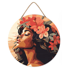 Load image into Gallery viewer, Paint by numbers on Wood Slice - Floral Woman