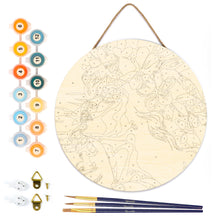 Load image into Gallery viewer, Paint by numbers on Wood Slice - Floral Woman