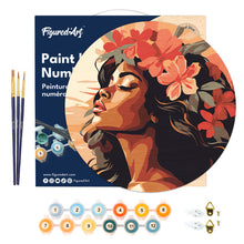 Load image into Gallery viewer, Paint by numbers on Wood Slice - Floral Woman