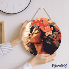 Load image into Gallery viewer, Paint by numbers on Wood Slice - Floral Woman