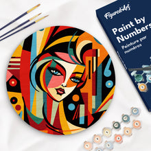 Load image into Gallery viewer, Paint by numbers on Wood Slice - Picasso Style Abstract Woman Figured&#39;Art UK