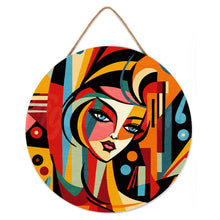 Load image into Gallery viewer, Paint by numbers on Wood Slice - Picasso Style Abstract Woman
