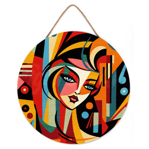 Paint by numbers on Wood Slice - Picasso Style Abstract Woman