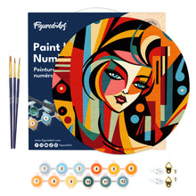 Load image into Gallery viewer, Paint by numbers on Wood Slice - Picasso Style Abstract Woman