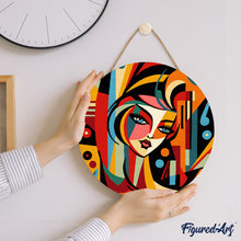 Load image into Gallery viewer, Paint by numbers on Wood Slice - Picasso Style Abstract Woman