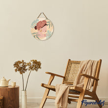 Load image into Gallery viewer, Paint by numbers on Wood Slice - Abstract Woman in Blush Red Turban
