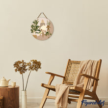 Load image into Gallery viewer, Paint by numbers on Wood Slice - Woman in the room with plants
