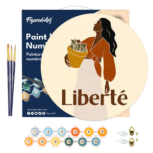 Paint by numbers on Wood Slice - Beauty and Liberty