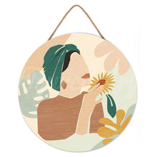 Load image into Gallery viewer, Paint by numbers on Wood Slice - Abstract Woman in Green Turban