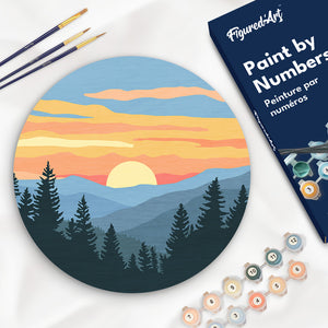 Paint by numbers on Wood Slice - Pine Forest Figured'Art UK