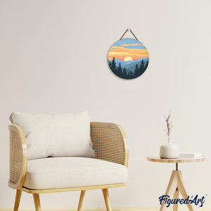 Paint by numbers on Wood Slice - Pine Forest