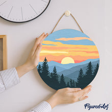 Load image into Gallery viewer, Paint by numbers on Wood Slice - Pine Forest