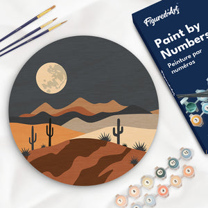 Paint by numbers on Wood Slice - Desert Moonlight Figured'Art UK