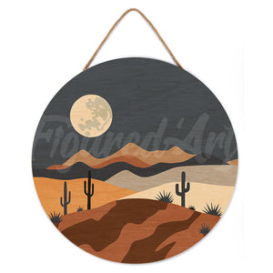 Paint by numbers on Wood Slice - Desert Moonlight