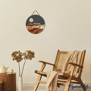 Paint by numbers on Wood Slice - Desert Moonlight
