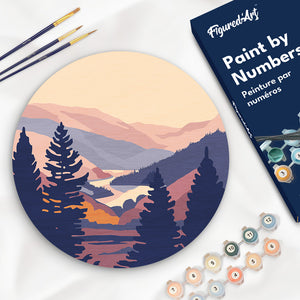 Paint by numbers on Wood Slice - Autumn Valley Figured'Art UK