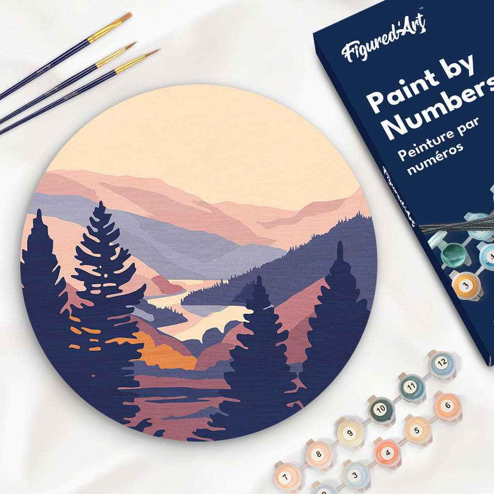 Paint by numbers on Wood Slice - Autumn Valley Figured'Art UK