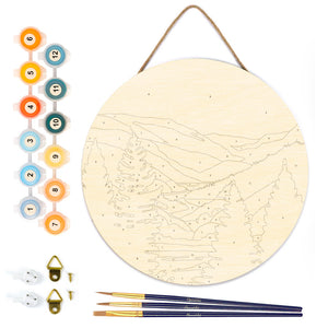 Paint by numbers on Wood Slice - Autumn Valley