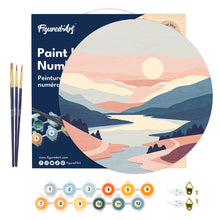 Load image into Gallery viewer, Paint by numbers on Wood Slice - Pastel Sunrise