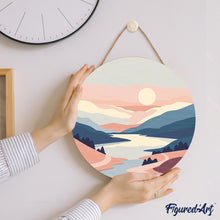Load image into Gallery viewer, Paint by numbers on Wood Slice - Pastel Sunrise
