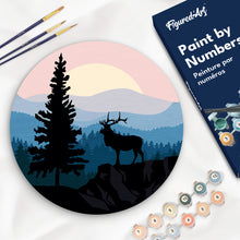 Load image into Gallery viewer, Paint by numbers on Wood Slice - A Moose on the Cliff Figured&#39;Art UK