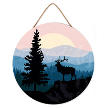 Load image into Gallery viewer, Paint by numbers on Wood Slice - A Moose on the Cliff
