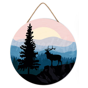 Paint by numbers on Wood Slice - A Moose on the Cliff