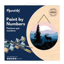 Load image into Gallery viewer, Paint by numbers on Wood Slice - A Moose on the Cliff