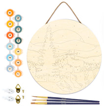 Load image into Gallery viewer, Paint by numbers on Wood Slice - A Moose on the Cliff