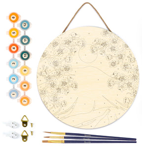 Paint by numbers on Wood Slice - Mount Fuji