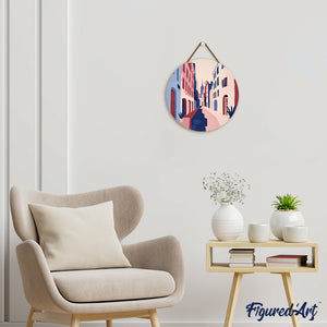 Paint by numbers on Wood Slice - Buildings