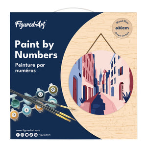 Paint by numbers on Wood Slice - Buildings