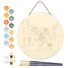 Load image into Gallery viewer, Paint by numbers on Wood Slice - Santorini