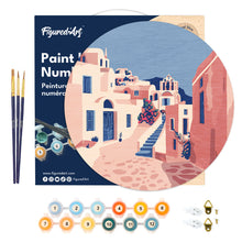 Load image into Gallery viewer, Paint by numbers on Wood Slice - Santorini