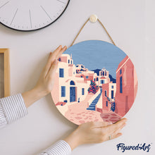 Load image into Gallery viewer, Paint by numbers on Wood Slice - Santorini