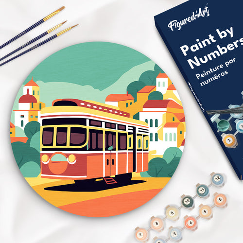 Paint by numbers on Wood Slice - Lisbon Figured'Art UK