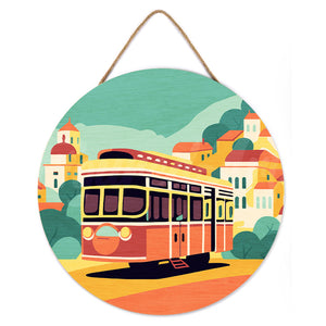 Paint by numbers on Wood Slice - Lisbon