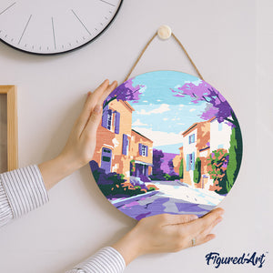 Paint by numbers on Wood Slice - Provence Spring