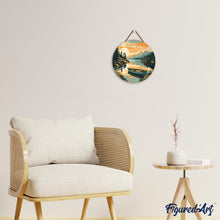 Load image into Gallery viewer, Paint by numbers on Wood Slice - Mountain Lake with Canoe