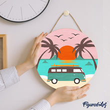 Load image into Gallery viewer, Paint by numbers on Wood Slice - Malibu Sunset