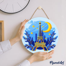 Load image into Gallery viewer, Paint by numbers on Wood Slice - Eiffel Tower